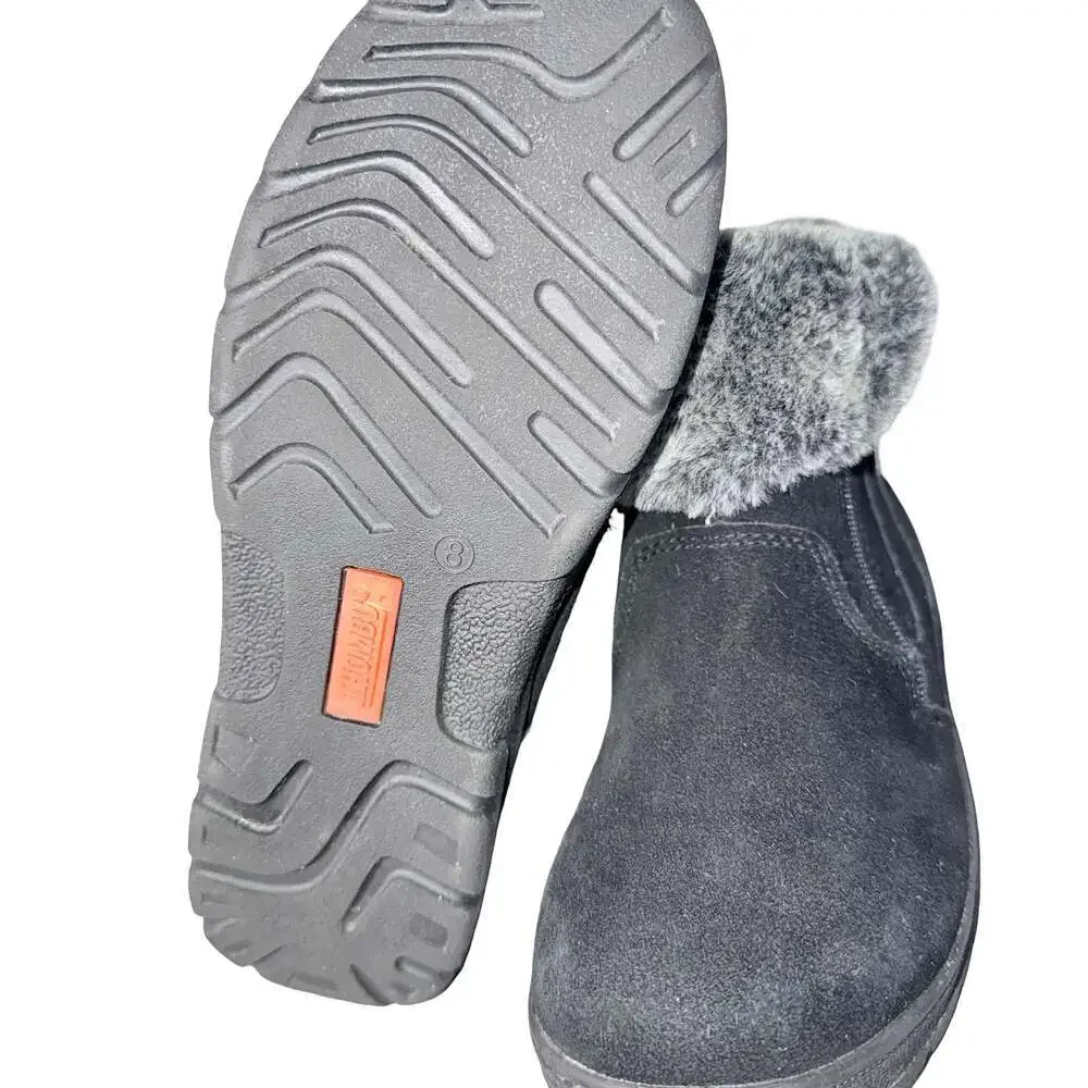 New Khombu Jessica Black Suede Faux Fur Ankle Boots Size 8M